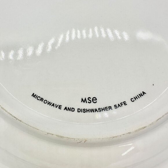 MSE Set Of 5 Lunch Plates 9 inch White With Green Trim Purple Floral Design - Picture 6 of 8